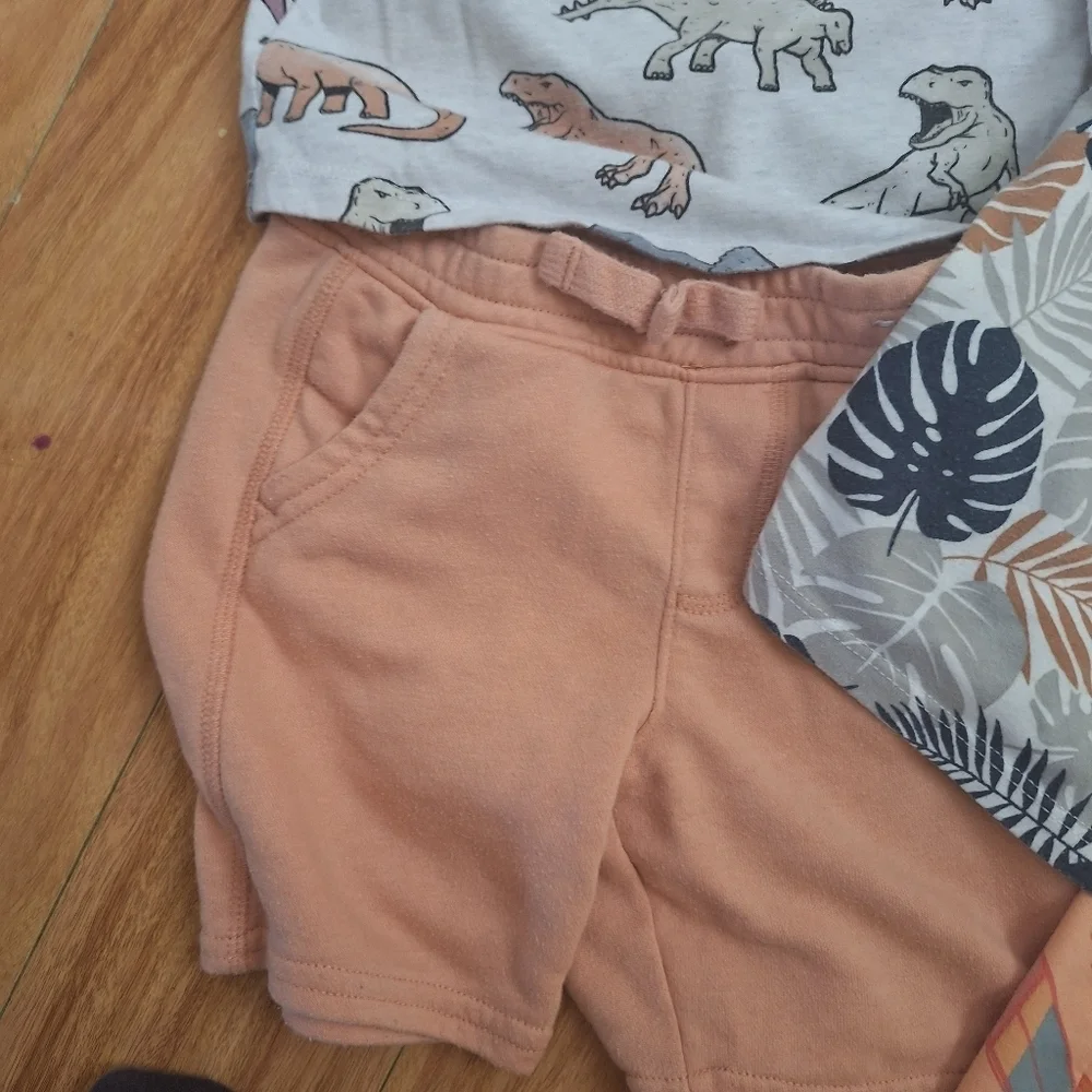 Kids' Summer Outfit Set - Dinosaur, Leaf, and Surfboard Prints